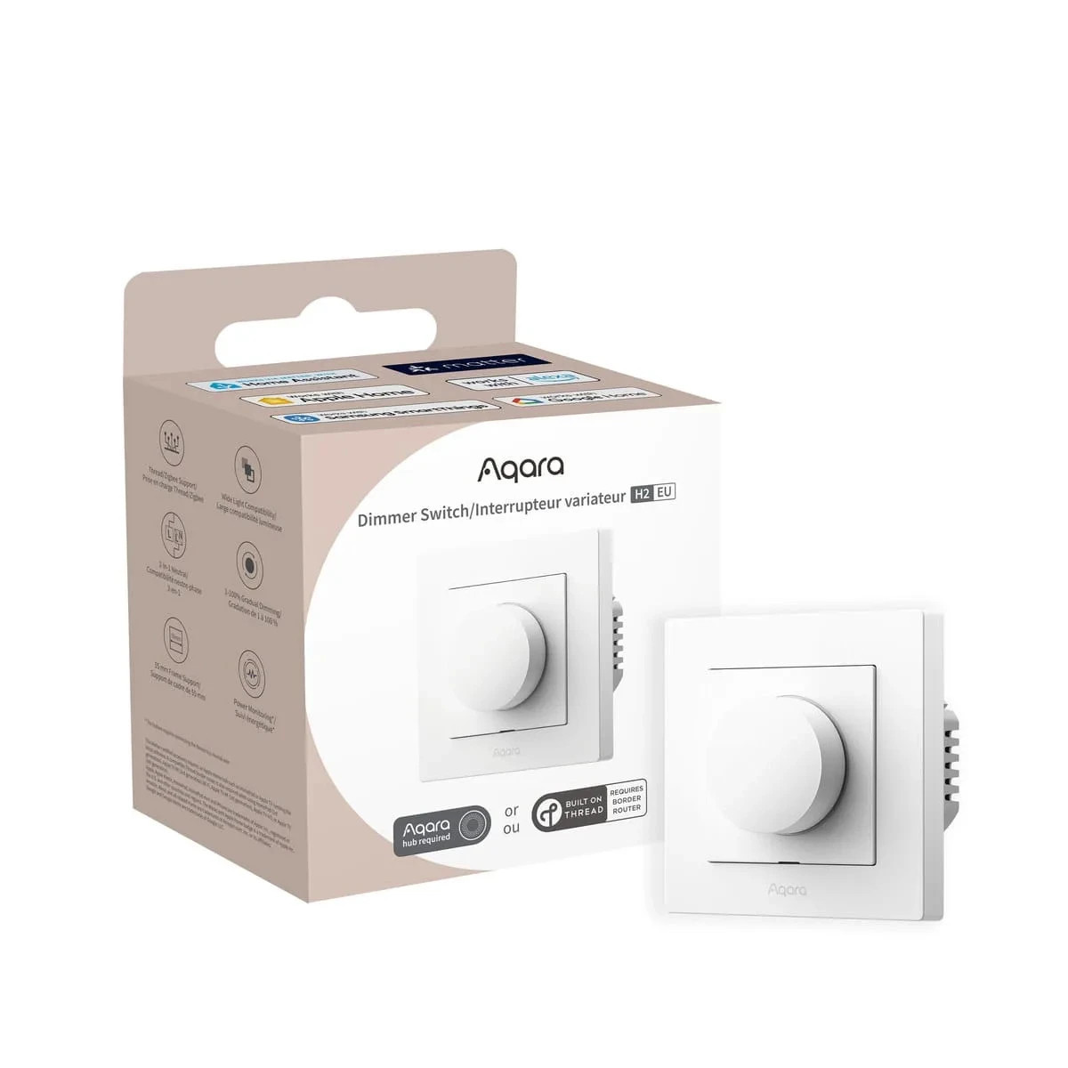 dimmer inteligent aqara light switch h2 eu alb (kd-r01d) , zigbee si thread